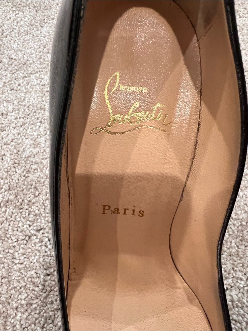 Christian Louboutin Black Patent Leather Round-Toe Pumps - Picture 7 of 12